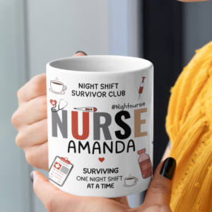 Personalised Night Shift Nurse Mug – Custom Name Ceramic Mug | Nurse Gift UK