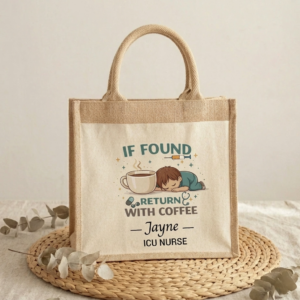 Personalised Nurse Jute Bag – Custom Nurse Name & Department Gift