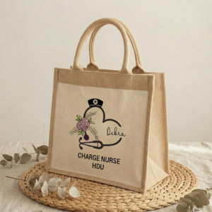 Personalised Nurse Jute Bag – Custom Nurse Name & Department Gift