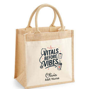 Personalised Nurse Jute Bag – Custom Nurse Name & Department Gift
