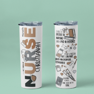 Personalised Nurse Tumbler – Custom Name 20oz Skinny Tumbler | Nurse Gift UK